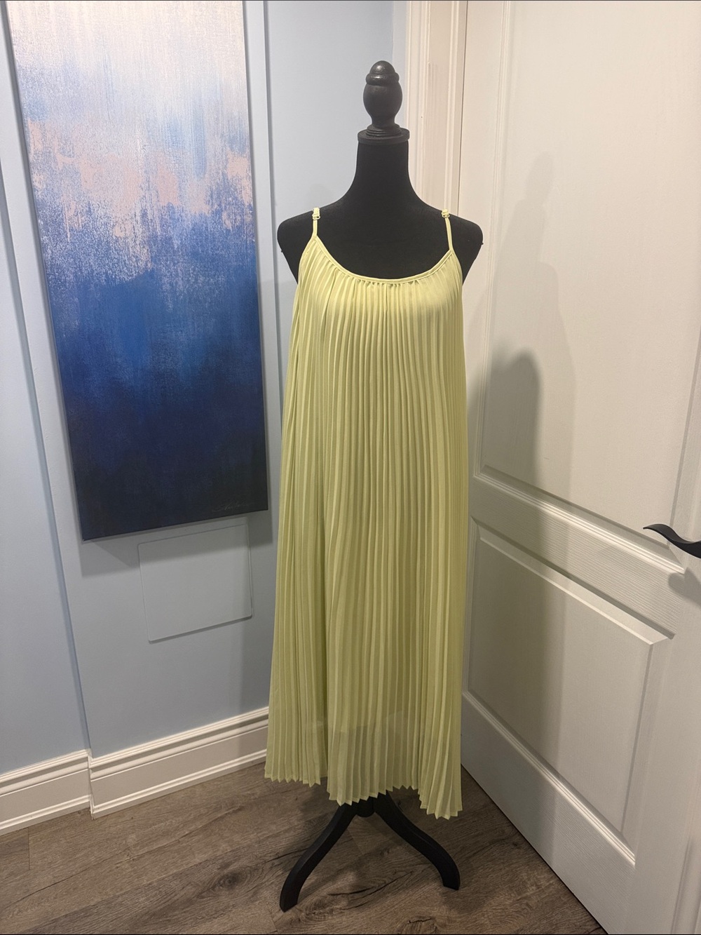 Design Lab Lord & Taylor Pleated Maxi Dress in Pale Yellow